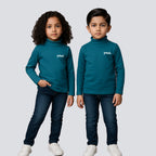 TEAL BLUE PANDA PRINT HIGH NECK FULL SLEEVES FOR WINTERS