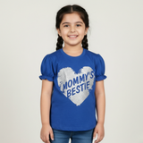 ROYAL BLUE MOMMY'S BESTIE PRINTED T-SHIRT FOR GIRLS