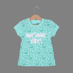 SEA GREEN AWESOME VIBES PRINTED T-SHIRT TOP FOR GIRLS