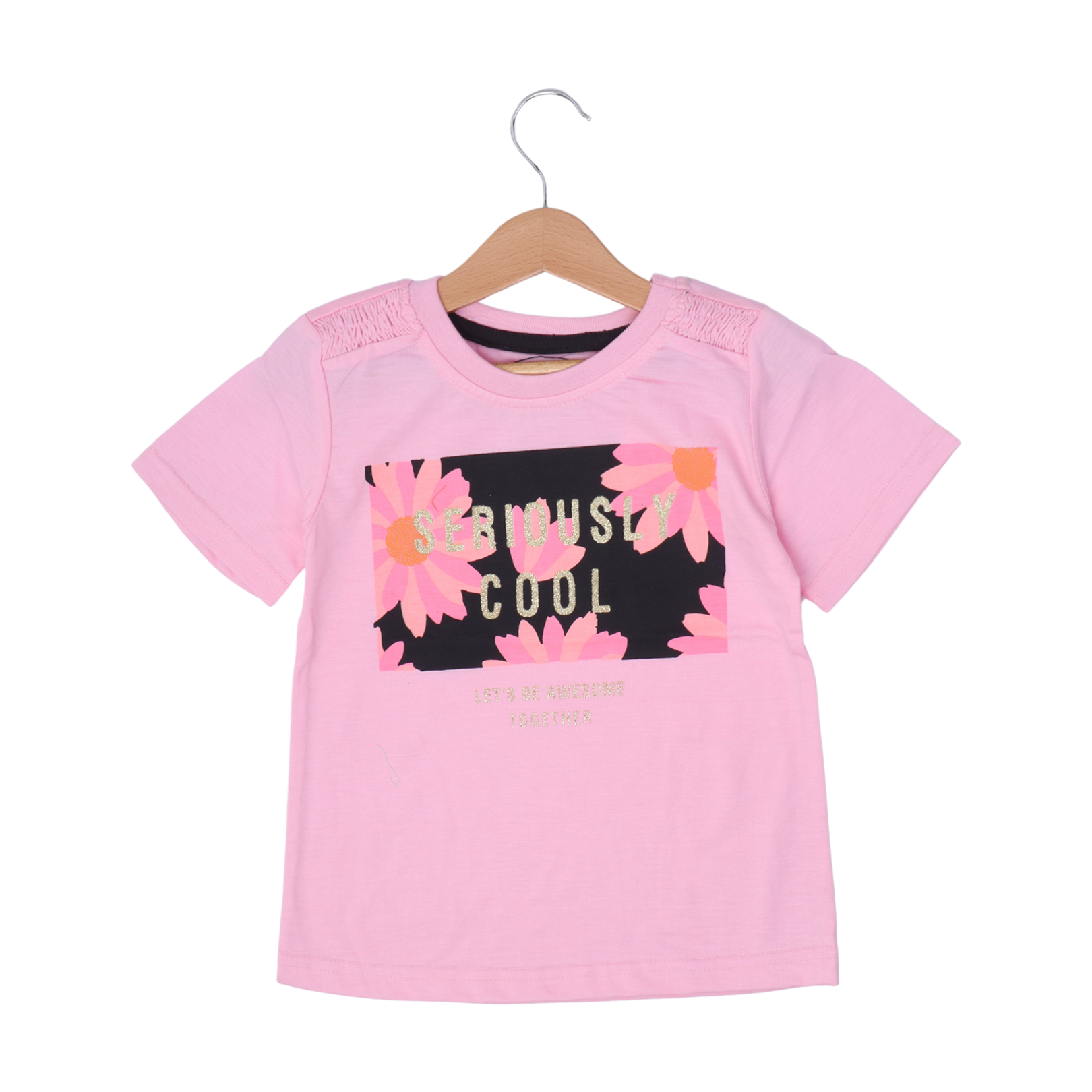 BABY PINK SERIOUSLY COOL PRINTED T-SHIRT TOP FOR GIRLS Secondary image