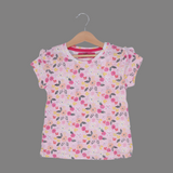 BABY PINK FLOWERS PRINTED T-SHIRT TOP FOR GIRLS