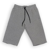 WHITE WITH BLACK SMALL STRIPES 3 QUARTER SHORTS FOR MENS
