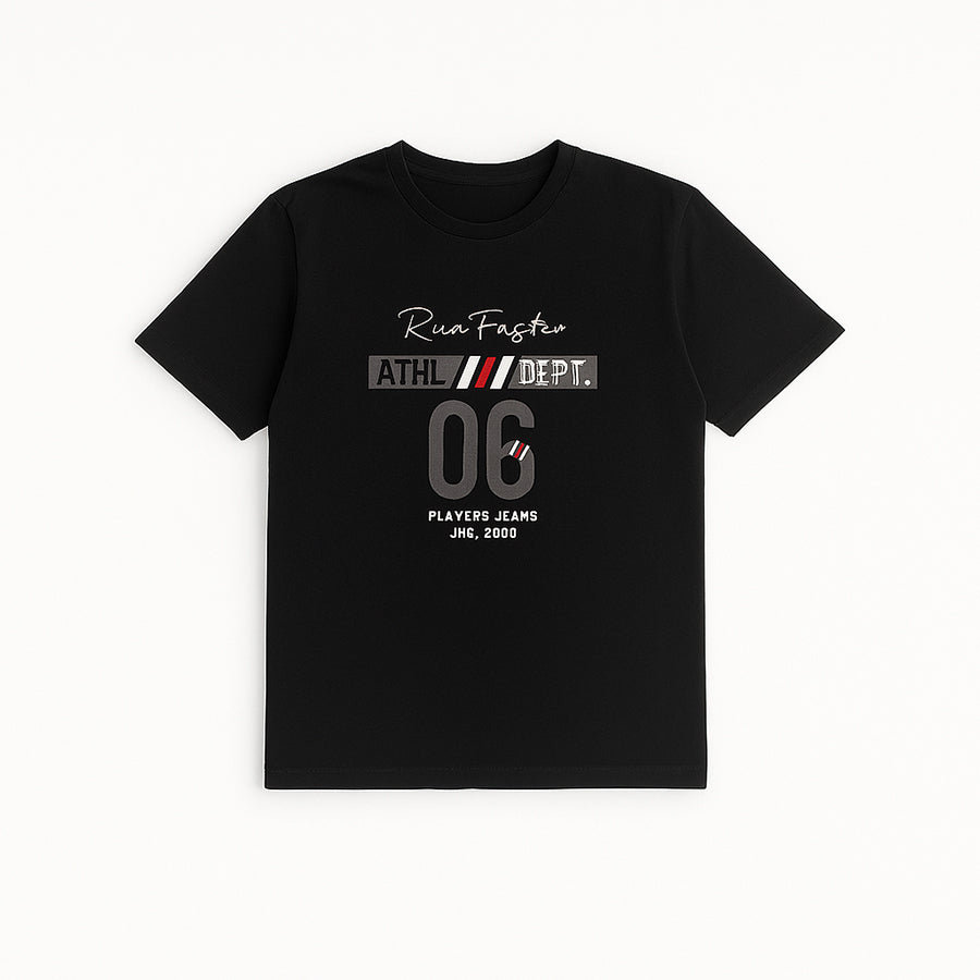 BLACK "06" PRINT T-SHIRT FOR MEN