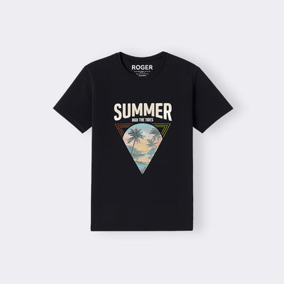 BLACK SUMMER ON THE TIDES PRINT T-SHIRT FOR WOMEN