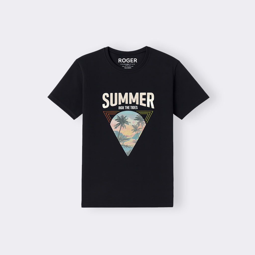 BLACK SUMMER ON THE TIDES PRINT T-SHIRT FOR WOMEN