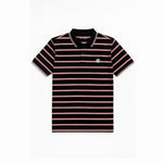 Load image into Gallery viewer, BLACK WITH BROWN &amp; WHITE STRIPES POLO FOR MEN
