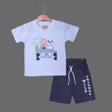 SKY BLUE WITH GREY SHORT "PANDA & LION" PRINTED BABA SUIT