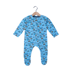 Load image into Gallery viewer, SKY BLUE HEAVY TRUCKS &amp; EXCAVATOR PRINT FULL BODY FULL SLEEVES ROMPERS
