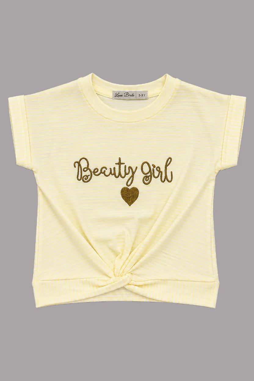Yellow Beauty Girl Knot T-shirt Top For Girls Main image