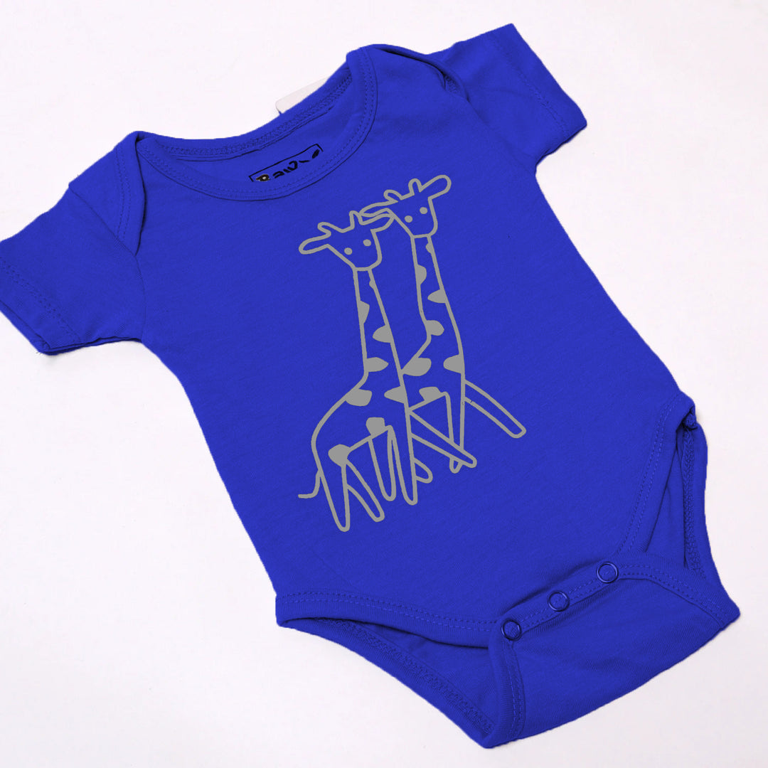 ROYAL BLUE "GIRAFFE" PRINTED ROMPER FOR SUMMERS