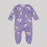 Purple Smile Cat Print Romper For Winters