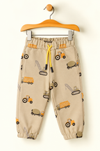 LIGHT GREEN VEHICLES PRINTED JOGGER PANTS TROUSER