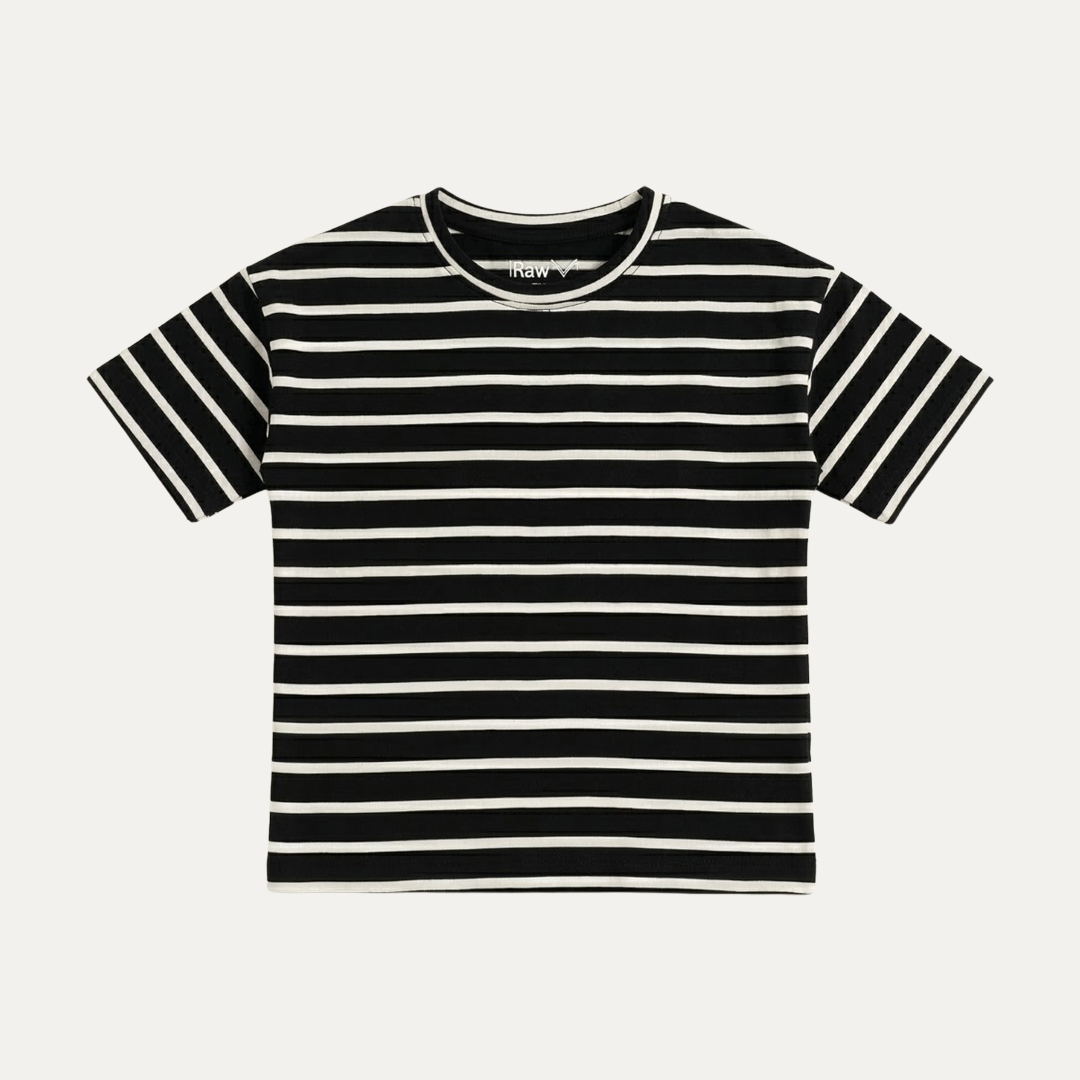 Black With White Stripes T-shirt Top For Girls Secondary image