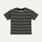 Black With White Stripes T-shirt Top For Girls