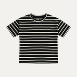 Black With White Stripes T-shirt Top For Girls