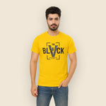 Load image into Gallery viewer, YELLOW &quot;BLACK&quot; PRINT T-SHIRT FOR MEN
