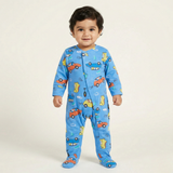 ROYAL BLUE DINO & CARS PRINT FULL BODY FULL SLEEVES ROMPERS