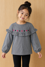 NEW GREY WITH STRIPES HEART & STARS PRINTED TOP FOR GIRLS