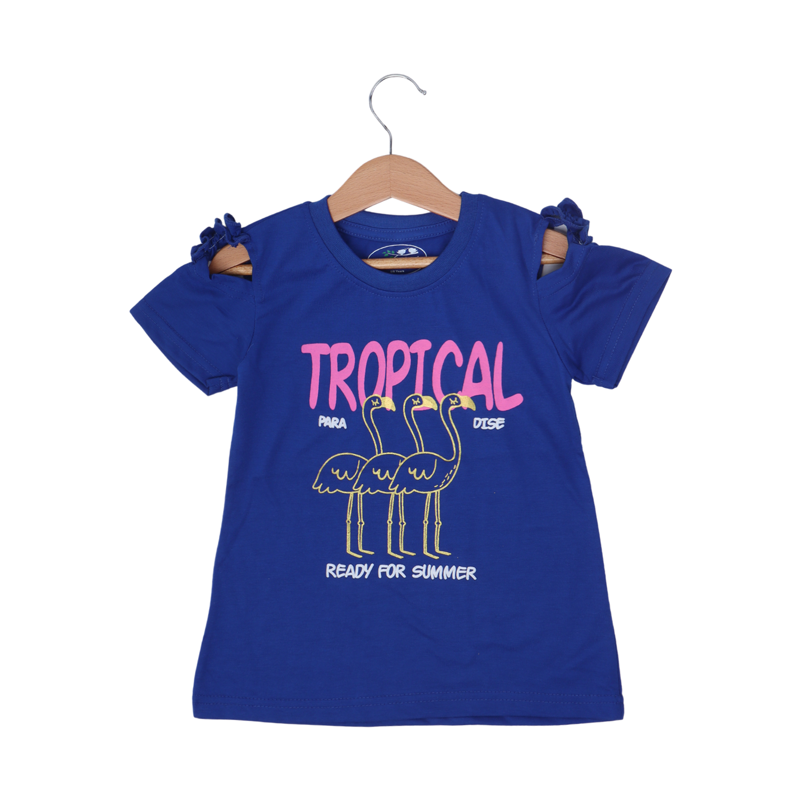 ROYAL BLUE TROPICAL PARADISE PRINTED T-SHIRT TOP FOR GIRLS Secondary image