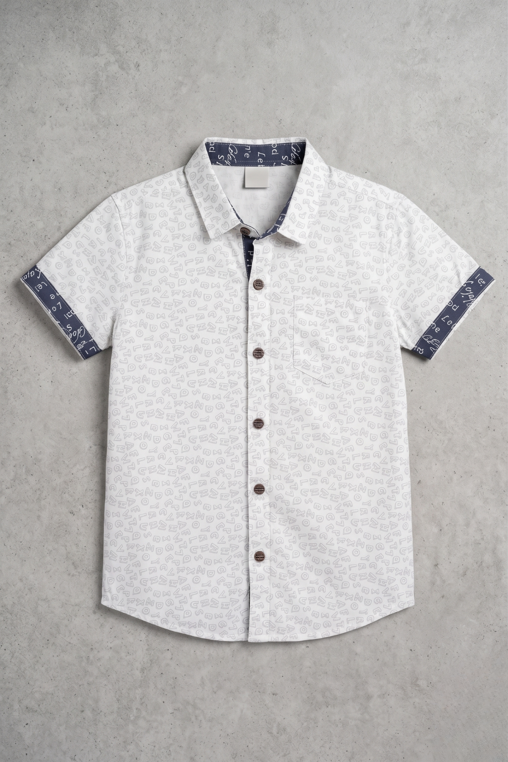 White Alphabets Print Half Sleeves Casual Shirt
