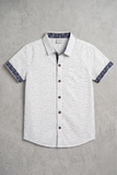White Alphabets Print Half Sleeves Casual Shirt