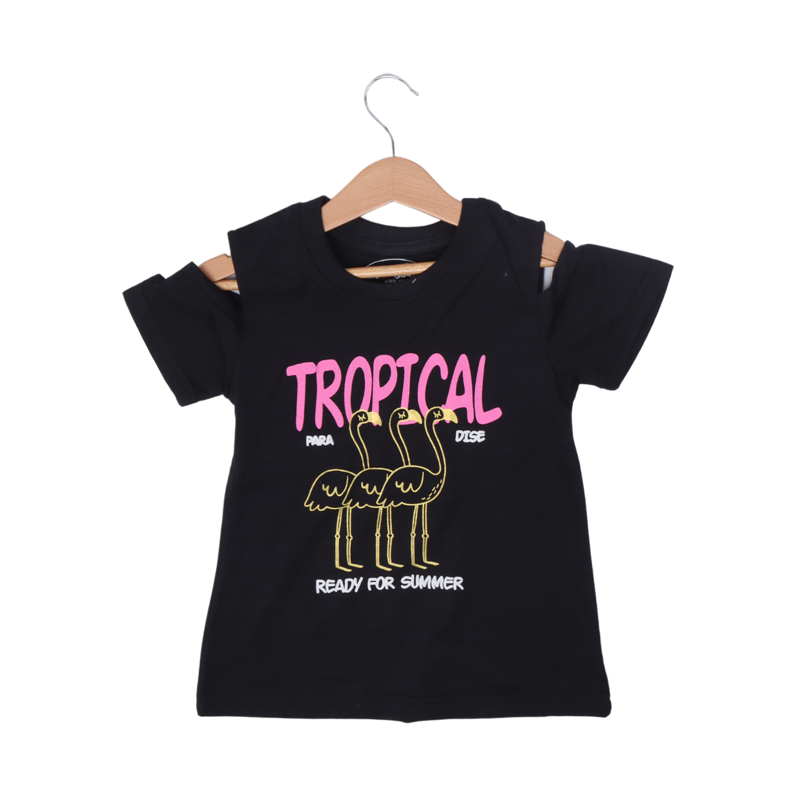 BLACK TROPICAL PARADISE PRINTED T-SHIRT TOP FOR GIRLS Secondary image