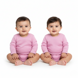 DARK CORAL PINK PLAIN FULL SLEEVES HALF BODY ROMPER