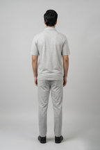 Grey Jersy Fabric Double Pocket Trouser & Shirt Suit For Men