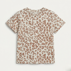 White Leopard With Hearts Print T-shirt Top For Girls