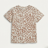 White Leopard With Hearts Print T-shirt Top For Girls