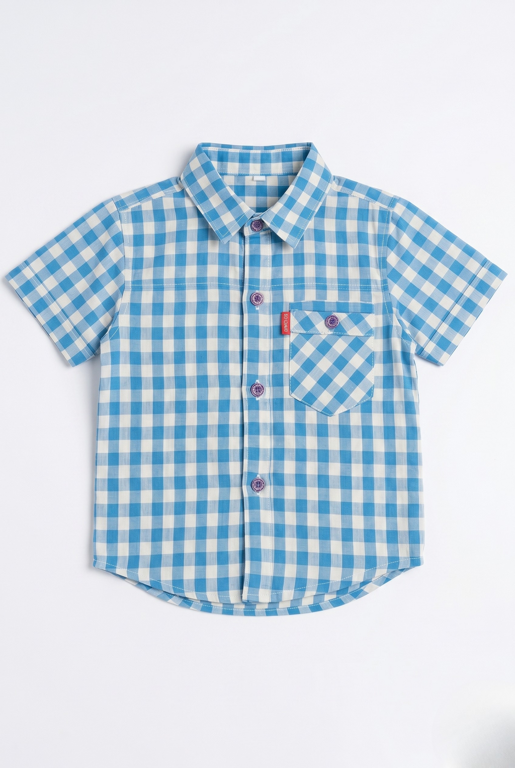 Blue & White Checkered Half Sleeves Casual Shirt
