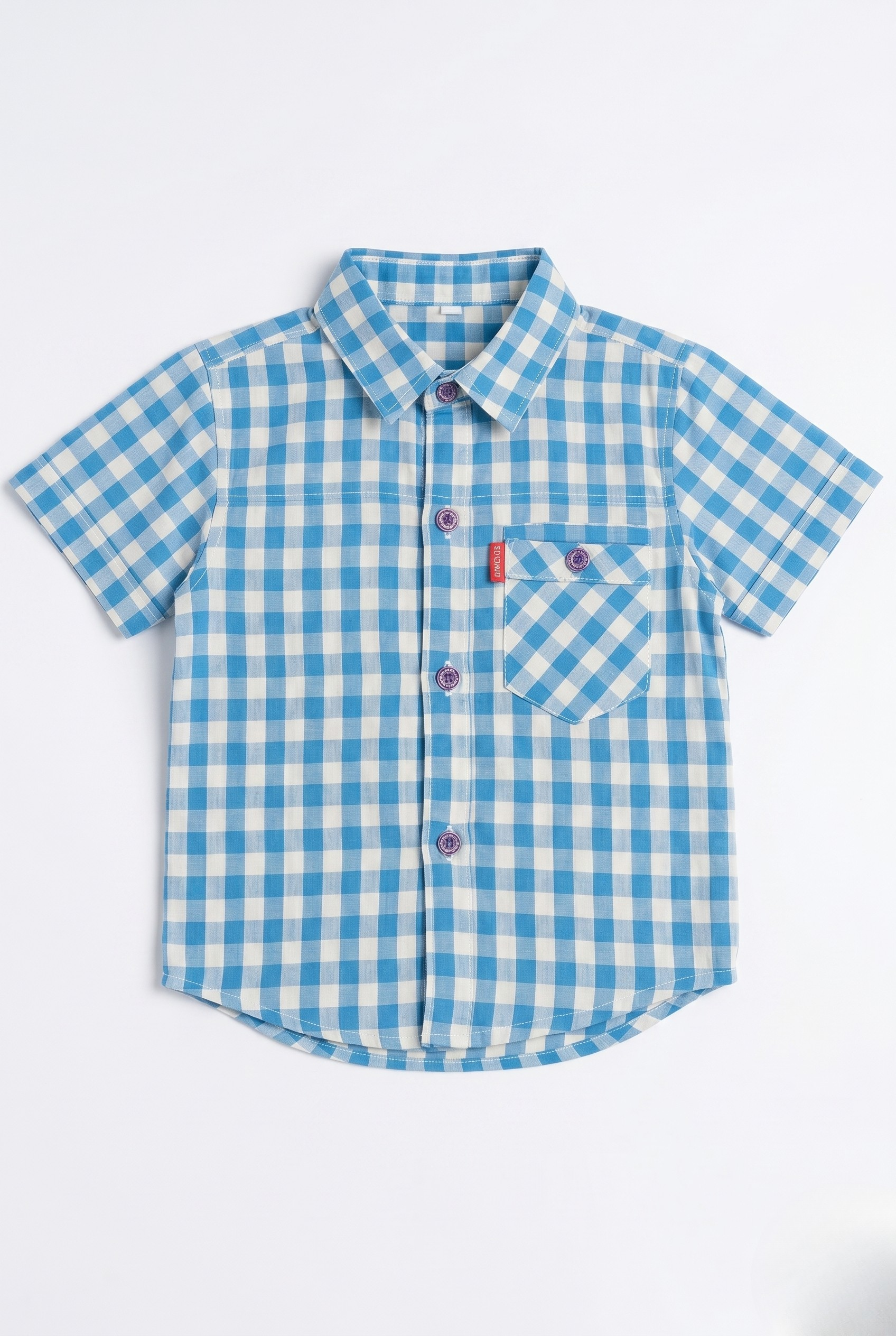 Blue & White Checkered Half Sleeves Casual Shirt
