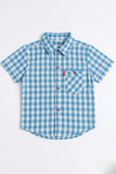 Blue & White Checkered Half Sleeves Casual Shirt