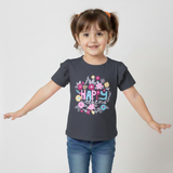 CHARCOAL GREY HAPPY WEEKEND PRINTED T-SHIRT TOP FOR GIRLS