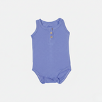 NEW BLUE PLAIN SLEEVES LESS WITH BUTTONS ROMPER