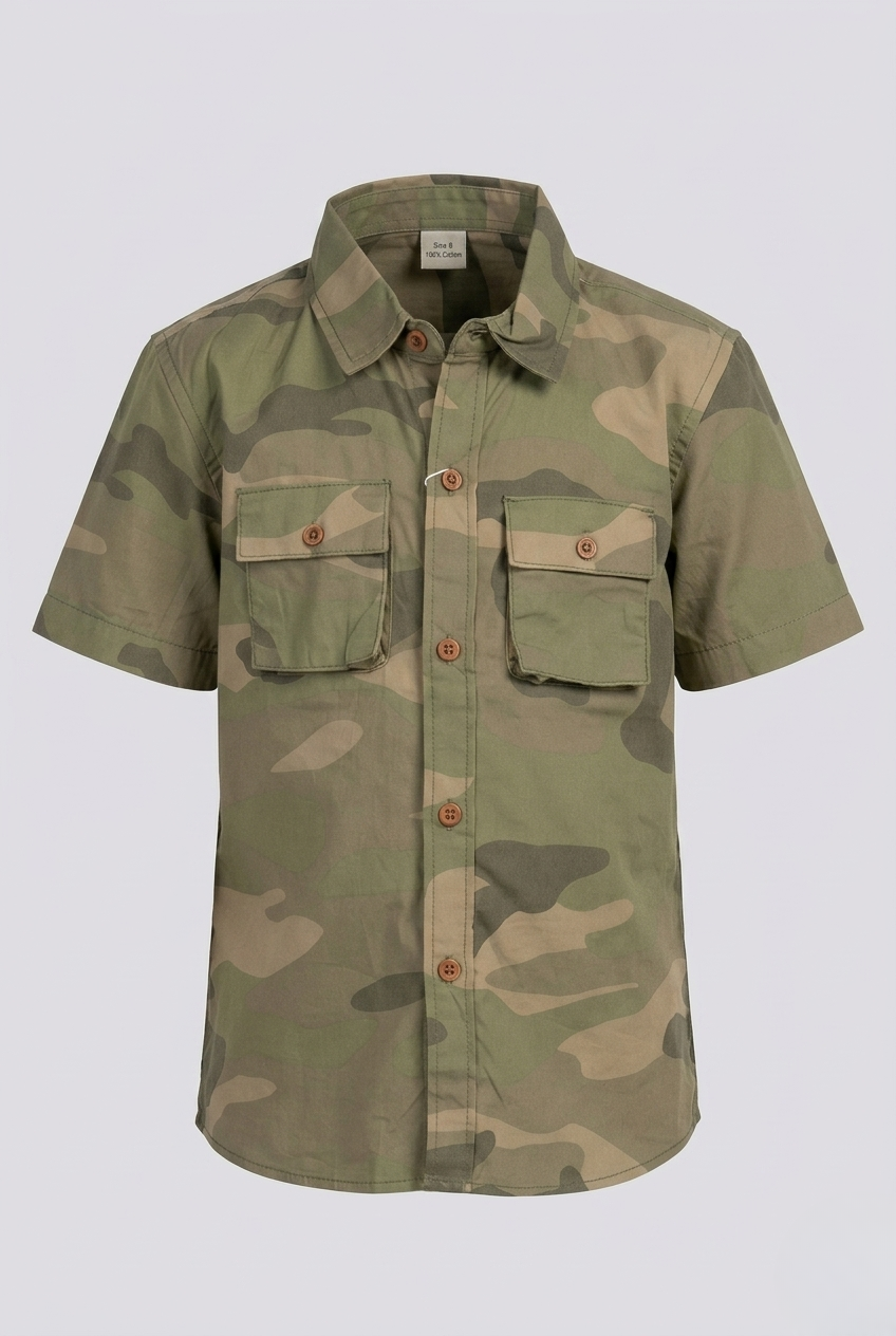 Camouflage Print Half Sleeves Casual Shirt