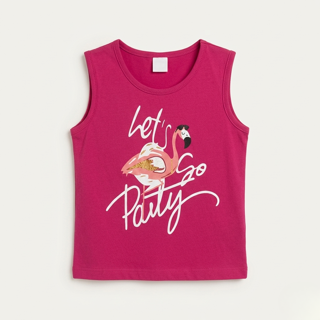 Blush Pink Let's Party Print T-shirt Top For Girls Secondary image
