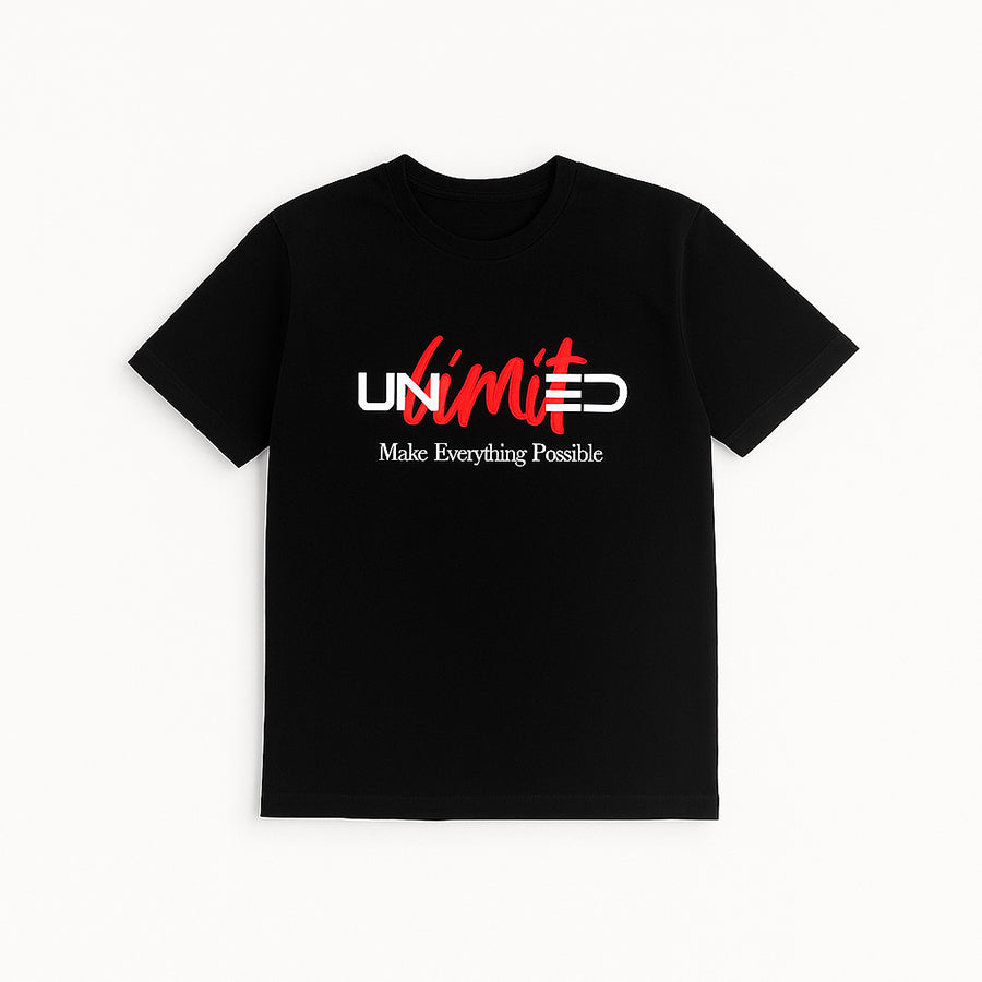 BLACK "UNLIMITED" PRINT T-SHIRT FOR MEN