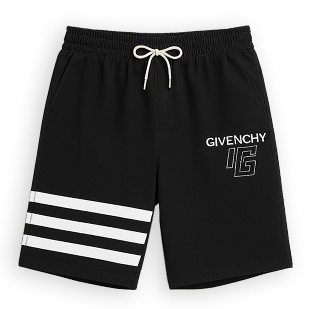 BLACK GIVENCHY PRINT 3 QUARTER SHORTS FOR MENS