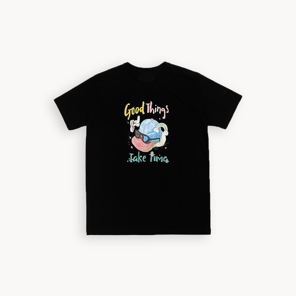 BLACK GOOD THINGS PRINT T-SHIRT FOR WOMEN