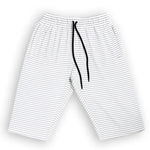 Load image into Gallery viewer, WHITE WITH GREY SMALL STRIPES 3 QUARTER SHORTS FOR MENS

