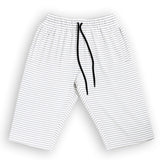 WHITE WITH GREY SMALL STRIPES 3 QUARTER SHORTS FOR MENS