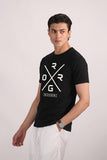 Black "ROGER" Print T-Shirt For Men