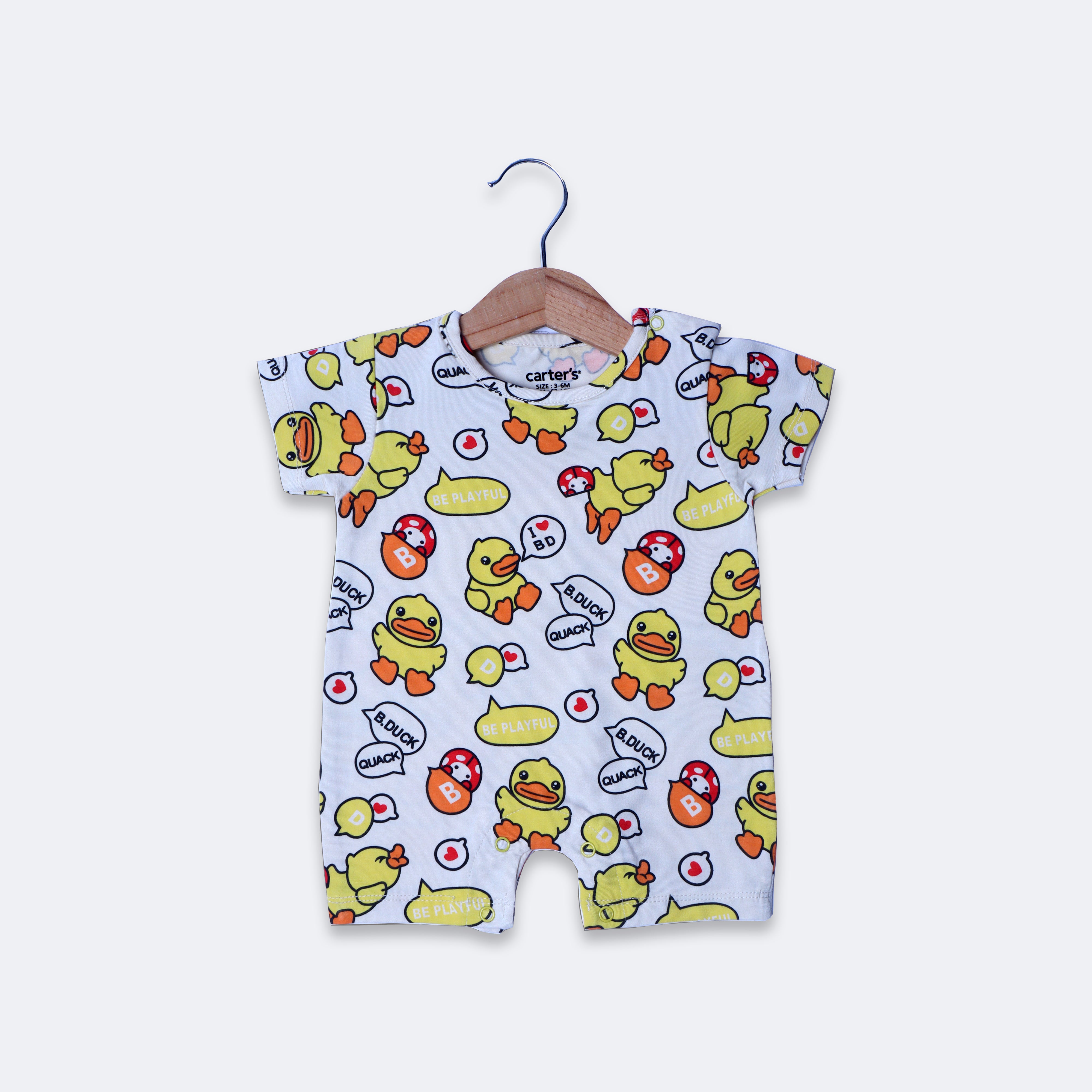 LIGHT YELLOW DUCK PRINT HALF BODY ROMPER Secondary image