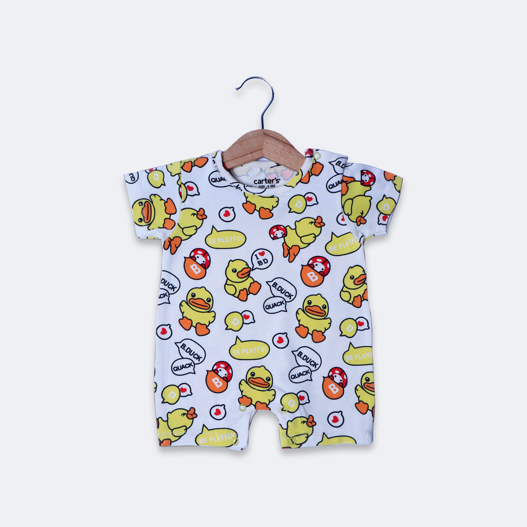 LIGHT YELLOW DUCK PRINT HALF BODY ROMPER