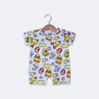 LIGHT YELLOW DUCK PRINT HALF BODY ROMPER