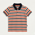 Cream With Orange Black Stripes Polo For Boys