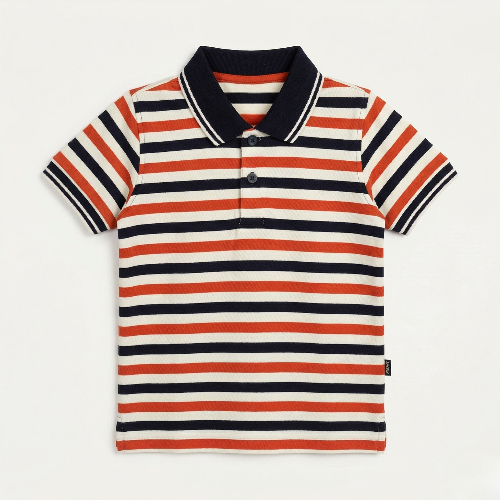 Cream With Orange Black Stripes Polo For Boys