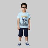 SKY BLUE BATMAN PRINTED HALF SLEEVES T-SHIRT FOR BOYS