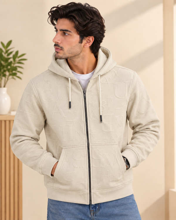 Cream Zipper Hood Jacket